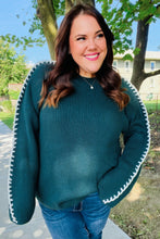 Load image into Gallery viewer, Fall Vibes Hunter Green Rib Knit Large Stitch Oversized Sweater
