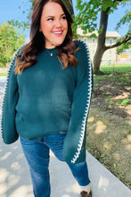 Load image into Gallery viewer, Fall Vibes Hunter Green Rib Knit Large Stitch Oversized Sweater
