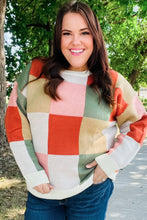 Load image into Gallery viewer, Be Bold Ivory &amp; Rust Checker Jacquard Knit Sweater
