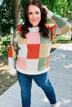 Load image into Gallery viewer, Be Bold Ivory &amp; Rust Checker Jacquard Knit Sweater
