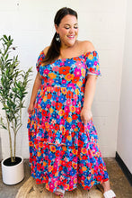 Load image into Gallery viewer, Follow Me Aqua Floral Print Square Neck Tiered Ruffle Maxi Dress
