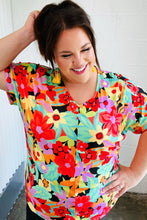 Load image into Gallery viewer, Multicolor Tropical Floral V Neck Drop Shoulder Top
