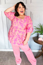 Load image into Gallery viewer, Making Moves Peach &amp; Pink Floral Peplum Woven Top
