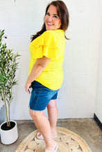 Load image into Gallery viewer, Lovely In Yellow Tiered Double Ruffle Sleeve Woven Top
