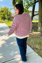 Load image into Gallery viewer, Cozy Days Magenta Checkered &amp; Striped Button-Down Cardigan
