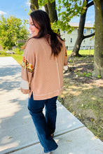 Load image into Gallery viewer, Charming Caramel Floral Print Colorblock Notch Neck Top
