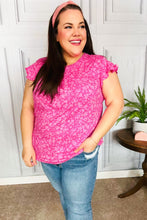 Load image into Gallery viewer, Look Of Love Fuchsia Floral Yoke Ruffle Short Sleeve Top
