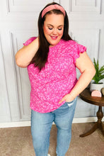 Load image into Gallery viewer, Look Of Love Fuchsia Floral Yoke Ruffle Short Sleeve Top
