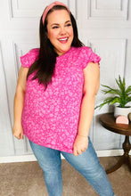 Load image into Gallery viewer, Look Of Love Fuchsia Floral Yoke Ruffle Short Sleeve Top
