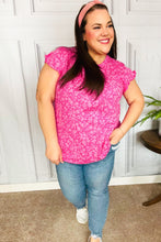 Load image into Gallery viewer, Look Of Love Fuchsia Floral Yoke Ruffle Short Sleeve Top
