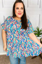 Load image into Gallery viewer, Looking Your Way Blue Floral Ruffle Hem Tiered Top
