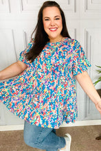 Load image into Gallery viewer, Looking Your Way Blue Floral Ruffle Hem Tiered Top
