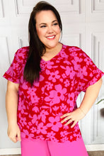 Load image into Gallery viewer, Tropical Trance Magenta Floral V Neck Woven Top
