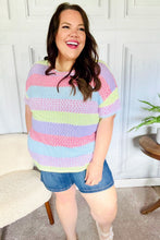 Load image into Gallery viewer, Stand Out Lavender &amp; Pink Striped Textured Waffle Knit Top
