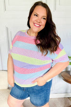 Load image into Gallery viewer, Stand Out Lavender &amp; Pink Striped Textured Waffle Knit Top
