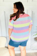 Load image into Gallery viewer, Stand Out Lavender &amp; Pink Striped Textured Waffle Knit Top
