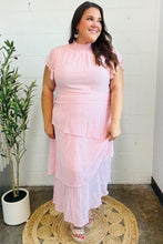 Load image into Gallery viewer, Beautiful You Blush Swiss Dot Asymmetric Tiered Smocked Lined Dress
