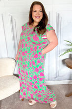 Load image into Gallery viewer, Stand Out Green &amp; Fuchsia Floral Fit &amp; Flare Maxi Dress
