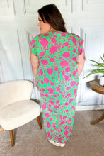 Load image into Gallery viewer, Stand Out Green &amp; Fuchsia Floral Fit &amp; Flare Maxi Dress
