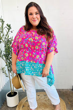 Load image into Gallery viewer, Vacay Ready Fuchsia Paisley Floral Dolman Sleeve Shark Bite Top
