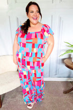 Load image into Gallery viewer, Scarlet &amp; Aqua Geometric Print Wide Leg Jumpsuit
