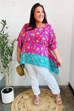 Load image into Gallery viewer, Vacay Ready Fuchsia Paisley Floral Dolman Sleeve Shark Bite Top
