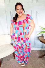 Load image into Gallery viewer, Scarlet &amp; Aqua Geometric Print Wide Leg Jumpsuit
