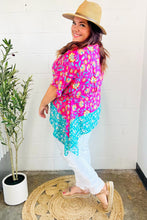 Load image into Gallery viewer, Vacay Ready Fuchsia Paisley Floral Dolman Sleeve Shark Bite Top
