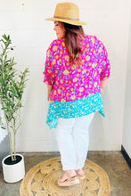 Load image into Gallery viewer, Vacay Ready Fuchsia Paisley Floral Dolman Sleeve Shark Bite Top
