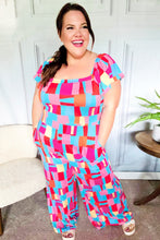 Load image into Gallery viewer, Scarlet &amp; Aqua Geometric Print Wide Leg Jumpsuit
