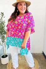 Load image into Gallery viewer, Vacay Ready Fuchsia Paisley Floral Dolman Sleeve Shark Bite Top
