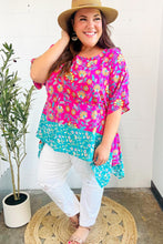 Load image into Gallery viewer, Vacay Ready Fuchsia Paisley Floral Dolman Sleeve Shark Bite Top
