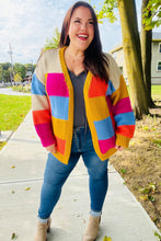 Load image into Gallery viewer, Spread Joy Multicolor Chunky Knit Color Block Patchwork Cardigan
