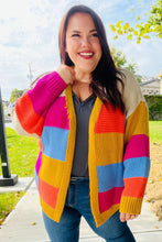 Load image into Gallery viewer, Spread Joy Multicolor Chunky Knit Color Block Patchwork Cardigan
