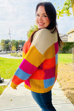 Load image into Gallery viewer, Spread Joy Multicolor Chunky Knit Color Block Patchwork Cardigan
