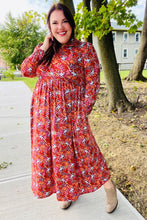 Load image into Gallery viewer, Casual Living Burgundy Floral Collared Fit &amp; Flare Maxi Dress
