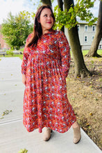 Load image into Gallery viewer, Casual Living Burgundy Floral Collared Fit &amp; Flare Maxi Dress
