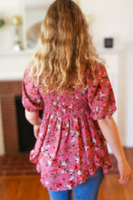 Load image into Gallery viewer, Just So Sweet Dusty Rose Floral Print Smocked Puff Sleeve Top
