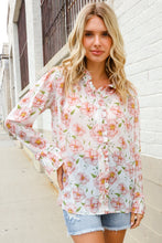 Load image into Gallery viewer, The Feminine Touch Chiffon Button-Down Floral Ruffle Sleeve Blouse
