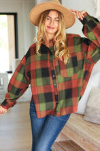 Load image into Gallery viewer, Rock&#39;n Plaid Olive &amp; Rust Button Down Oversized Shirt
