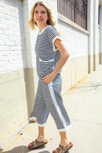Load image into Gallery viewer, Casual Chic French Terry Black &amp; White Stripe Track Pants
