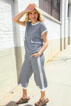 Load image into Gallery viewer, Casual Chic French Terry Black &amp; White Stripe Track Pants
