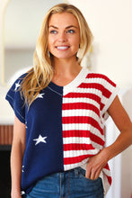 Load image into Gallery viewer, Stars &amp; Stripes Americana V Neck Dolman Sweater Top
