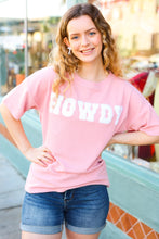 Load image into Gallery viewer, Pink Pop-Up Embroidered &quot;HOWDY&quot; Ribbed Top
