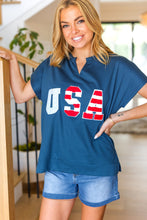 Load image into Gallery viewer, USA Navy Patch Notched Neck Dolman Top
