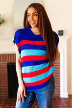 Load image into Gallery viewer, Forget Me Not Royal Blue Stripe Short Sleeve Dolman Sweater
