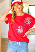 Load image into Gallery viewer, Light Me Up Red Sequin Firework Dolman Top
