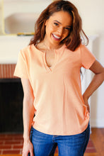 Load image into Gallery viewer, Feel Your Best Coral Baby Waffle Henley Neckline Top
