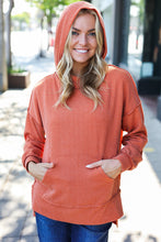 Load image into Gallery viewer, Cozy Days Rust Mineral Wash Rib Knit Hoodie
