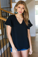 Load image into Gallery viewer, Keep Your Cool Black Flutter Sleeve V Neck Top
